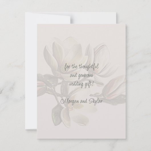 Bruiloft Dank u Bericht Zuidelijke Magnolia Kaarte Bedankkaart (Achterkant)