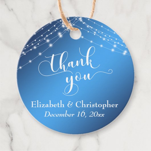 Bruiloft Dank u Blauw Ombre w / Lichten Bedankjes Labels (Voorkant)