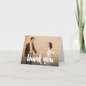 Bruiloft dank u borstel belettering foto groet bedankkaart (Voorkant)