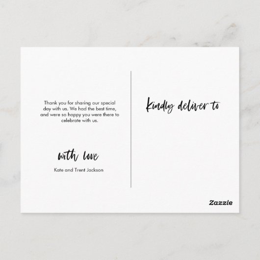 Bruiloft Dank u briefkaart met de hand geletterd (Achterkant)