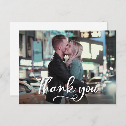 Bruiloft Dank u briefkaart met de hand geletterd (Voorkant / Achterkant)