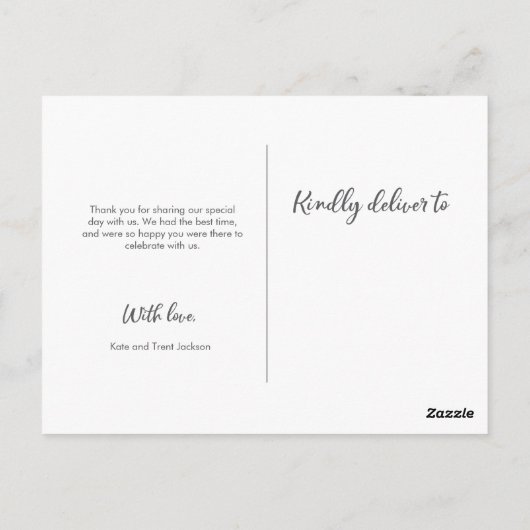 Bruiloft Dank u briefkaart met de hand geletterd (Achterkant)