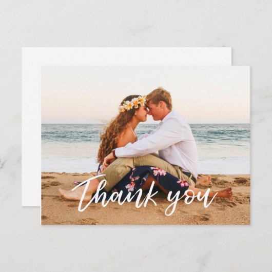 Bruiloft Dank u briefkaart met de hand geletterd (Voorkant / Achterkant)