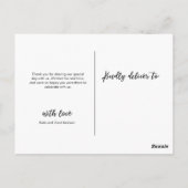 Bruiloft Dank u briefkaart met de hand geletterd (Achterkant)