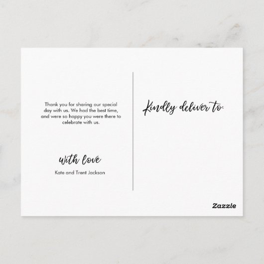 Bruiloft Dank u briefkaart met de hand geletterd (Achterkant)