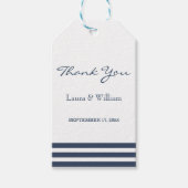 Bruiloft Dank u Cadeau Labels | Navy Stripes Cadeaulabel (Voorkant)