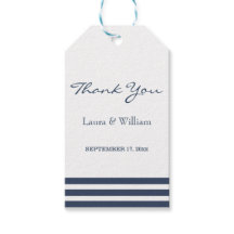 Bruiloft Dank u Cadeau Labels | Navy Stripes