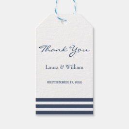 Bruiloft Dank u Cadeau Labels | Navy Stripes Cadeaulabel