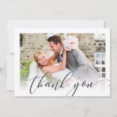 BRUILOFT DANK U eenvoudige overlay foto elegant Bedankkaart (Voorkant)