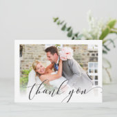 BRUILOFT DANK U eenvoudige overlay foto elegant Bedankkaart (Staand voorkant)