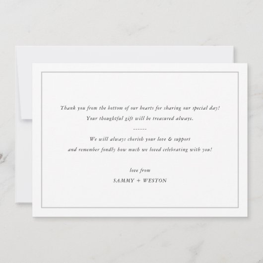 BRUILOFT DANK U eenvoudige overlay foto elegant Bedankkaart (Achterkant)