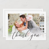 BRUILOFT DANK U eenvoudige overlay foto elegant Bedankkaart (Voorkant / Achterkant)