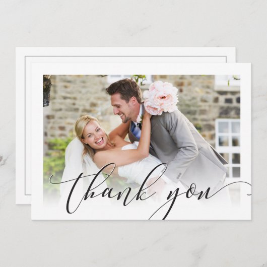 BRUILOFT DANK U eenvoudige overlay foto elegant Bedankkaart (Voorkant / Achterkant)