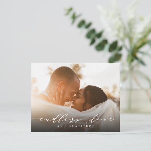 Bruiloft Dank U Eindeloze Liefde en Dankbaarheid Bedankkaart (Staand voorkant)