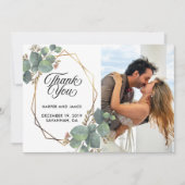 Bruiloft dank u eucalyptus fotokaart save the date (Voorkant)