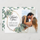 Bruiloft dank u eucalyptus fotokaart save the date (Voorkant / Achterkant)