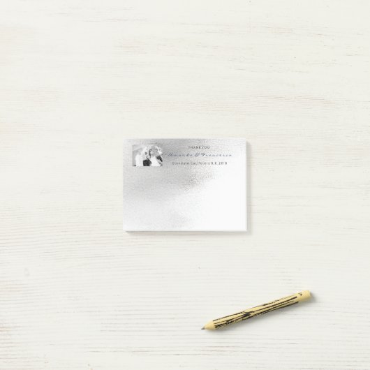 Bruiloft Dank u Favor Grijs Zilver Wit Ombre Post-it® Notes (Op bureau)