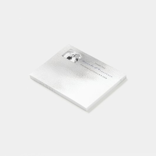 Bruiloft Dank u Favor Grijs Zilver Wit Ombre Post-it® Notes (Schuin)