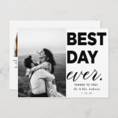 Bruiloft dank u foto beste dag ooit briefkaart (Voorkant / Achterkant)