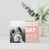 Bruiloft dank u foto beste dag ooit briefkaart (Staand voorkant)