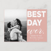 Bruiloft dank u foto beste dag ooit briefkaart (Voorkant)