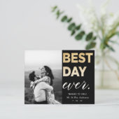 Bruiloft dank u foto beste dag ooit kaart (Staand voorkant)