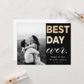 Bruiloft dank u foto beste dag ooit kaart (Voorkant / Achterkant in situ)