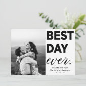 Bruiloft dank u foto beste dag ooit kaart (Staand voorkant)