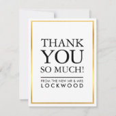 BRUILOFT DANK U foto eenvoudige gouden rand stack Bedankkaart (Voorkant)