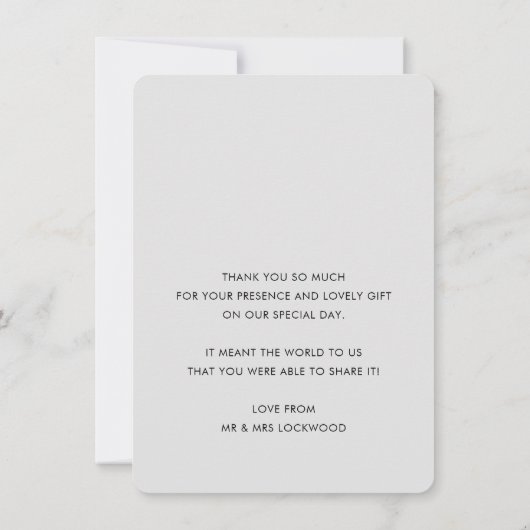 BRUILOFT DANK U foto elegante kalligrafie Bedankkaart (Achterkant)