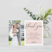 BRUILOFT DANK U foto elegante zwarte blush roze Bedankkaart (Staand voorkant)