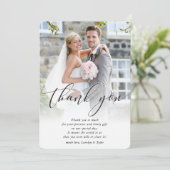 BRUILOFT DANK U foto kalligrafie elegante ombre Bedankkaart (Staand voorkant)