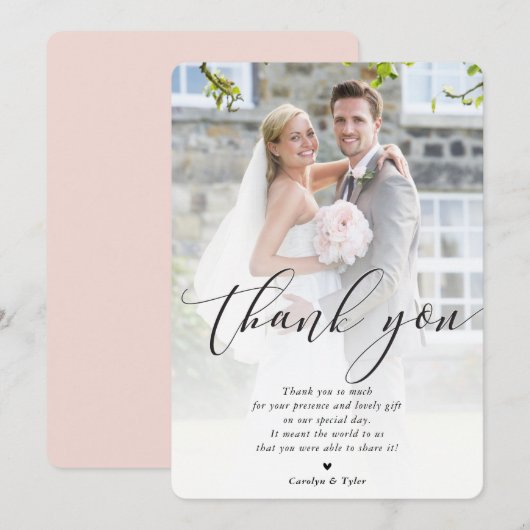 BRUILOFT DANK U foto kalligrafie  overlay Bedankkaart (Voorkant / Achterkant)