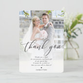 BRUILOFT DANK U foto kalligrafie  overlay Bedankkaart (Staand voorkant)