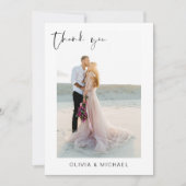 Bruiloft dank u foto minimalistische Kaart (Voorkant)