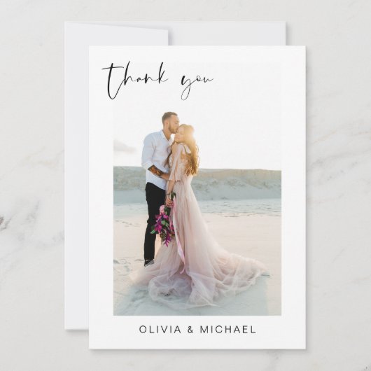 Bruiloft dank u foto minimalistische Kaart (Voorkant)