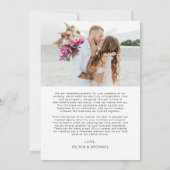 Bruiloft dank u foto minimalistische Kaart (Achterkant)