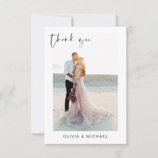 Bruiloft dank u foto minimalistische Kaart (Voorkant)