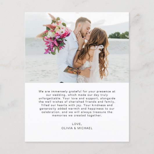 Bruiloft dank u foto minimalistische romantische K (Achterkant)