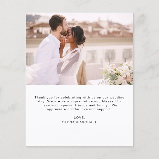 Bruiloft dank u foto minimalistische romantische K (Achterkant)