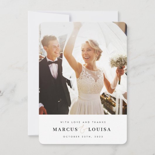 BRUILOFT DANK U foto moderne elegante ampersand Bedankkaart (Voorkant)