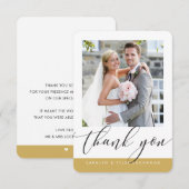 BRUILOFT DANK U foto moderne kalligrafie goud Bedankkaart (Voorkant / Achterkant)