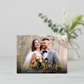 Bruiloft dank u foto voor altijd dankbaar folie feestdagen briefkaart (Staand Voorkant)