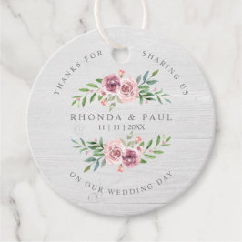 Bruiloft Dank u Gasten Pink Floral Garland Wood Bedankjes Labels