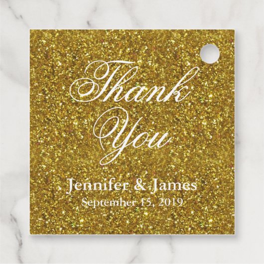 Bruiloft Dank u Glitter Gold Bedankjes Labels (Achterkant)