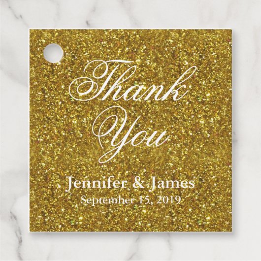Bruiloft Dank u Glitter Gold Bedankjes Labels (Voorkant)