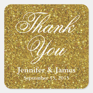 Bruiloft dank u glitter gouden Sticker