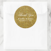Bruiloft Dank u Glitter Gouden Sticker. Ronde Sticker (Tas)