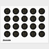 Bruiloft dank u goud zwart elegant ronde sticker (Vel)