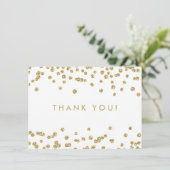 Bruiloft dank u gouden faux glitter Confetti wit Bedankkaart (Staand voorkant)